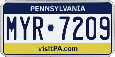 PA license plate MYR7209