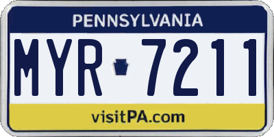 PA license plate MYR7211
