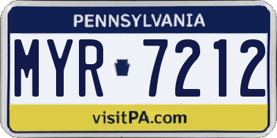 PA license plate MYR7212
