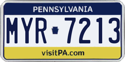 PA license plate MYR7213