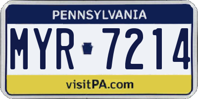 PA license plate MYR7214