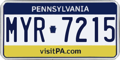 PA license plate MYR7215