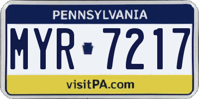 PA license plate MYR7217