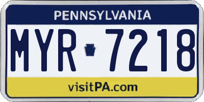 PA license plate MYR7218