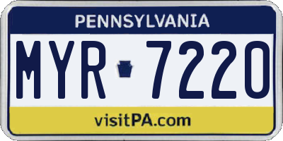 PA license plate MYR7220