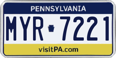 PA license plate MYR7221
