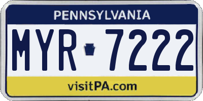 PA license plate MYR7222