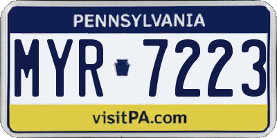 PA license plate MYR7223