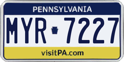 PA license plate MYR7227