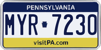 PA license plate MYR7230