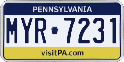 PA license plate MYR7231