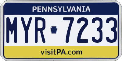 PA license plate MYR7233