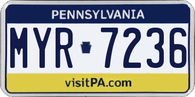 PA license plate MYR7236