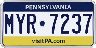 PA license plate MYR7237