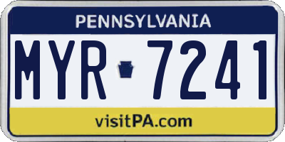 PA license plate MYR7241