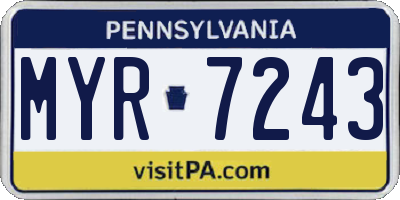PA license plate MYR7243