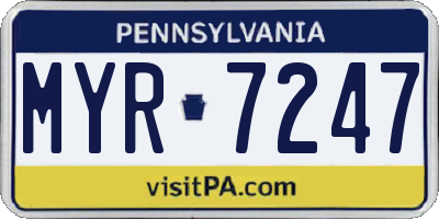PA license plate MYR7247