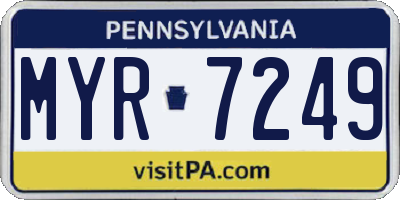 PA license plate MYR7249