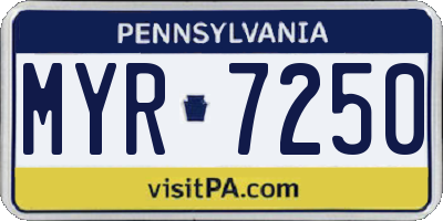 PA license plate MYR7250