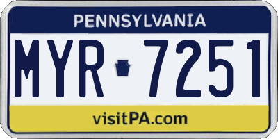 PA license plate MYR7251