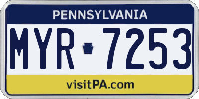 PA license plate MYR7253