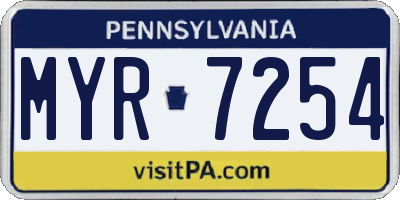 PA license plate MYR7254