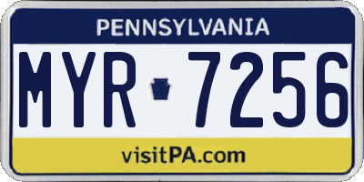 PA license plate MYR7256