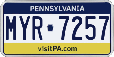 PA license plate MYR7257