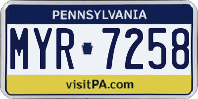PA license plate MYR7258