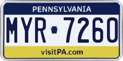 PA license plate MYR7260