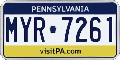 PA license plate MYR7261