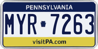PA license plate MYR7263