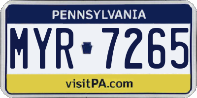 PA license plate MYR7265