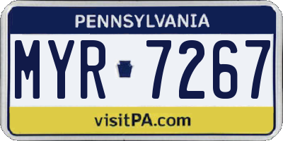 PA license plate MYR7267