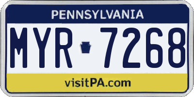 PA license plate MYR7268