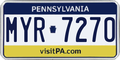 PA license plate MYR7270