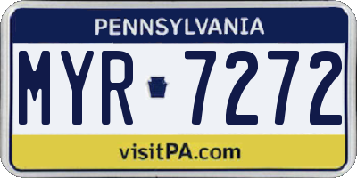 PA license plate MYR7272
