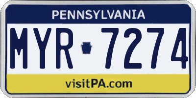 PA license plate MYR7274
