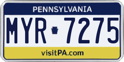 PA license plate MYR7275