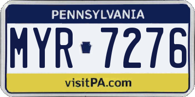 PA license plate MYR7276