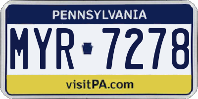 PA license plate MYR7278