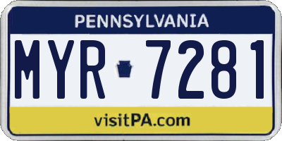 PA license plate MYR7281