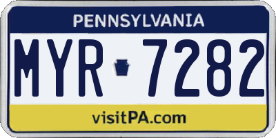 PA license plate MYR7282