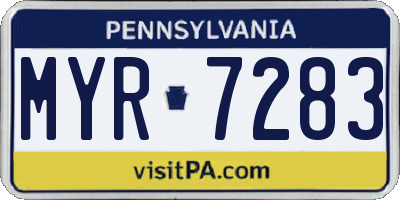 PA license plate MYR7283