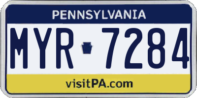 PA license plate MYR7284