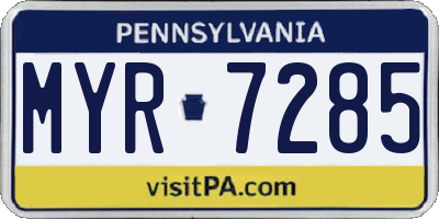 PA license plate MYR7285