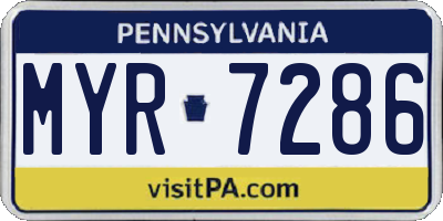 PA license plate MYR7286
