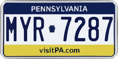 PA license plate MYR7287