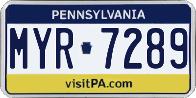 PA license plate MYR7289