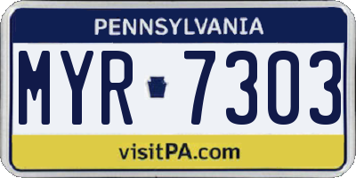 PA license plate MYR7303